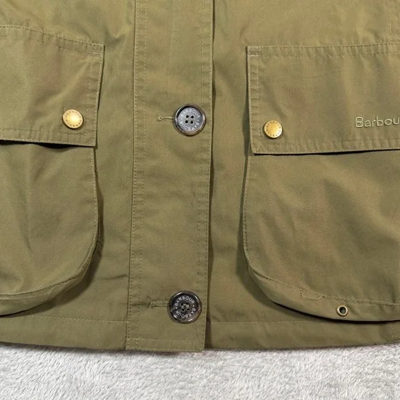 Barbour Wytherstone Waterproof Jacket Women 8 Olive Green Floral Lined Hooded - Picture 3 of 10